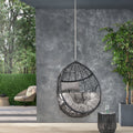 Castaic Hanging Chair With 8Ft Chain Grey Black Pe Rattan Iron