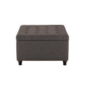 Large Square Storage Ottoman Bench, Tufted Upholstered Coffee Table With Storage, Oversized Storage Ottomans Toy Box Footrest For Living Room, Dark Grey Grey Wood Backless Wood Square Armless With Storage Wood Fabric