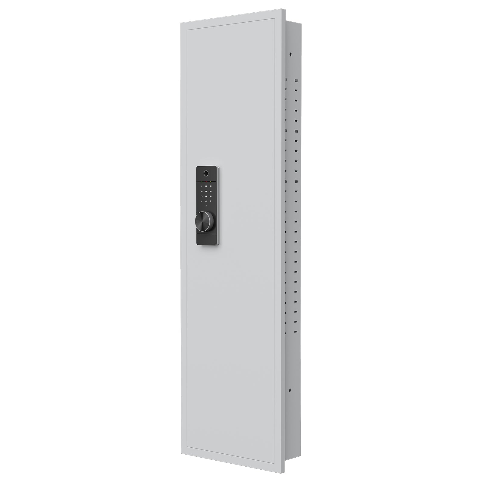 53" Fingerprint Touch Panel In Wall Safe,Hidden Wall Safe For Rifles With Adjustable Shelves,Assembled Storage Multifunctional Wall Safe For Firearm And Valuables White Fingerprint White Steel