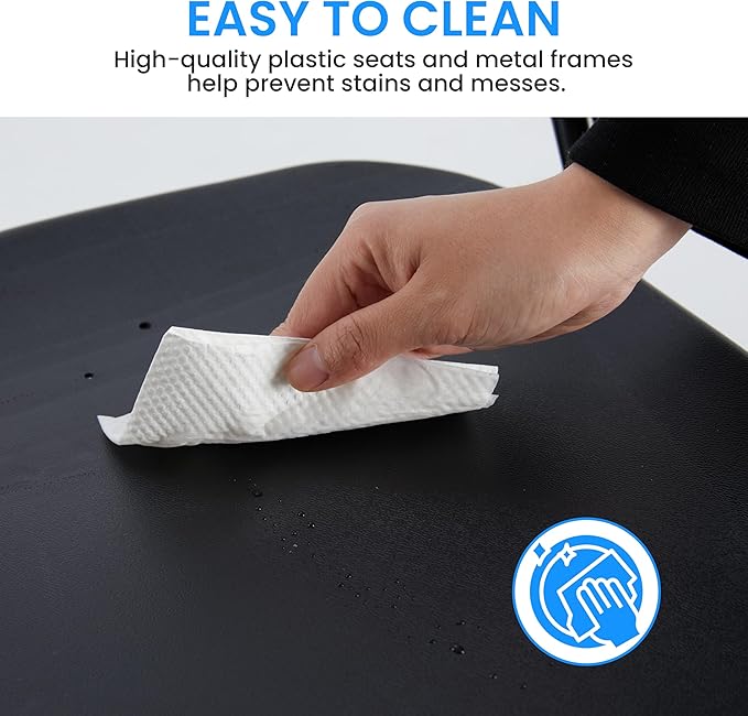 10 Pcs Folding Chair Plastic, Foldable Stackable Portable Seat With Metal Frame 330Lb Capacity, Outdoor Indoor Commercial For Party, Wedding, Event, Office, Patio, Picnic, Kitchen, Black Black