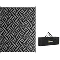 Outsunny Reversible Outdoor Rug, 9' X 12' Waterproof Plastic Straw Floor Mat, Portable Rv Camping Carpet With Carry Bag, Large Floor Mat For Backyard, Deck, Picnic, Beach, Black & Gray Geometric Multicolor Polypropylene