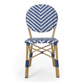 Outdoor Pe Ratten And Aluminum French Armless Bistro Chairs, Set Of 2, Navy Blue, Bamboo Print Finish No Navy Blue,White Rust Resistant Frame Garden & Outdoor French 2 Person Seating Group