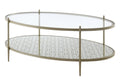 Zaba Coffee Table, Glass Top & Champagne Finish Lv02755 Champagne Glass Metal