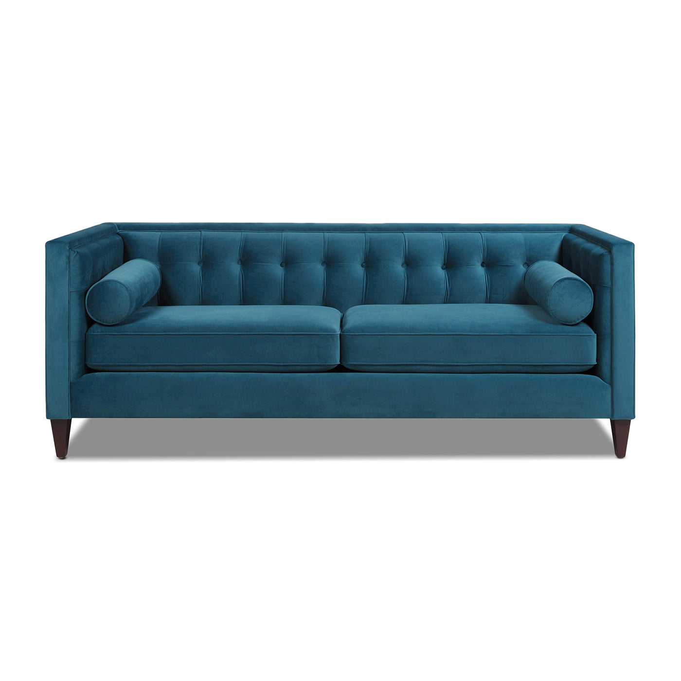 Jack 84" Modern Tuxedo Tufted Sofa, Satin Teal Blue Velvet Blue Foam Velvet 3 Seat