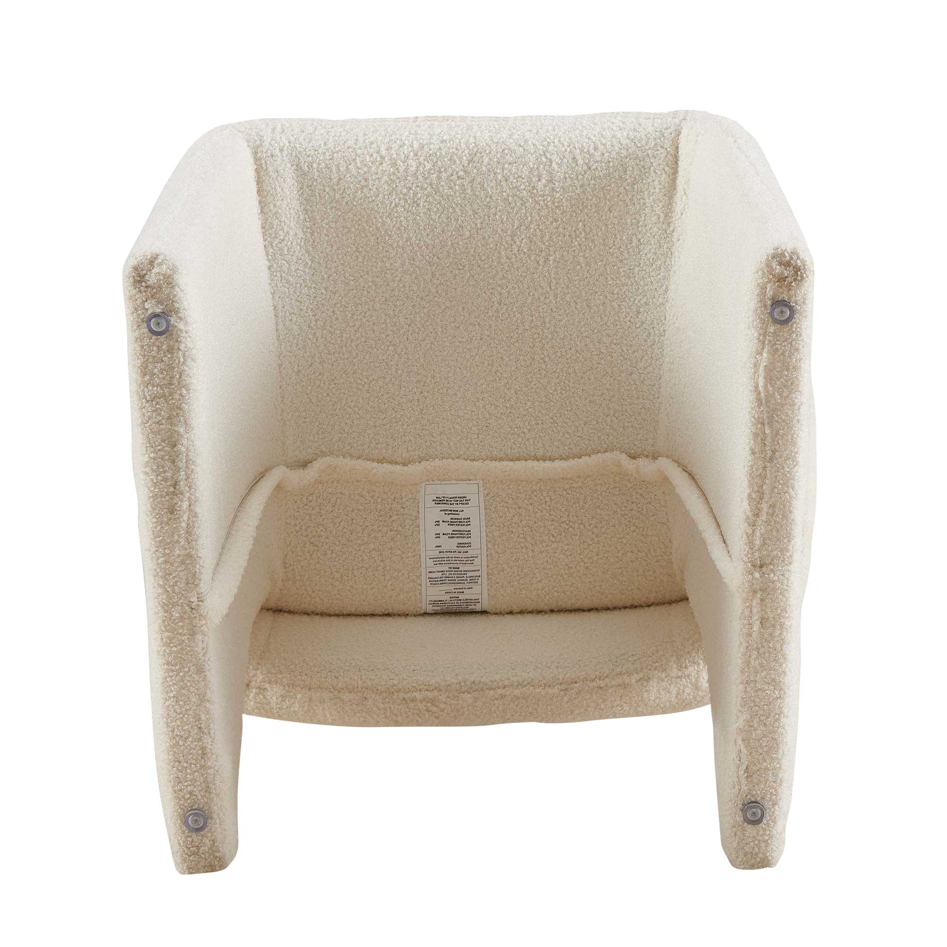 Modern Accent Chair White Single Sofa Chair,Upholstered Side Chair Teddy Comfy Chair For Dining Room Bedroom Living Room Reception Off White 1Pc Off White Primary Living Space Modern Teddy