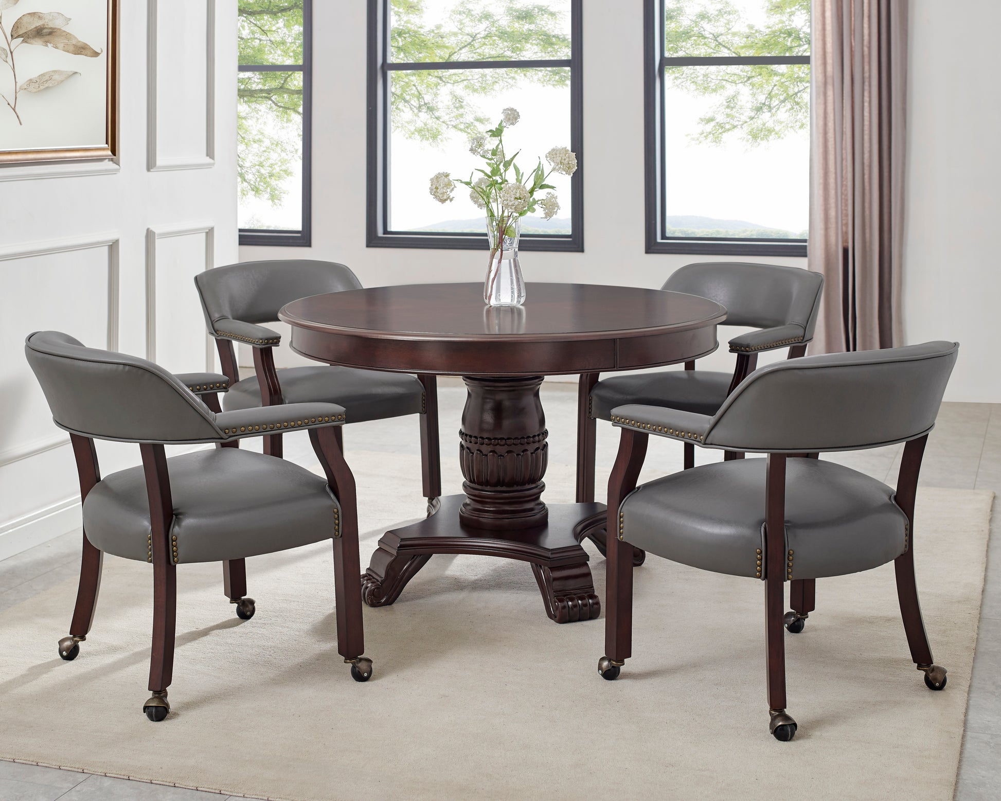 Tournament Arm Chair With Casters Dark Gray Dark Gray Wood