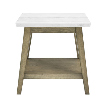 Vida Marble Top Side Table Brown Brown Wood