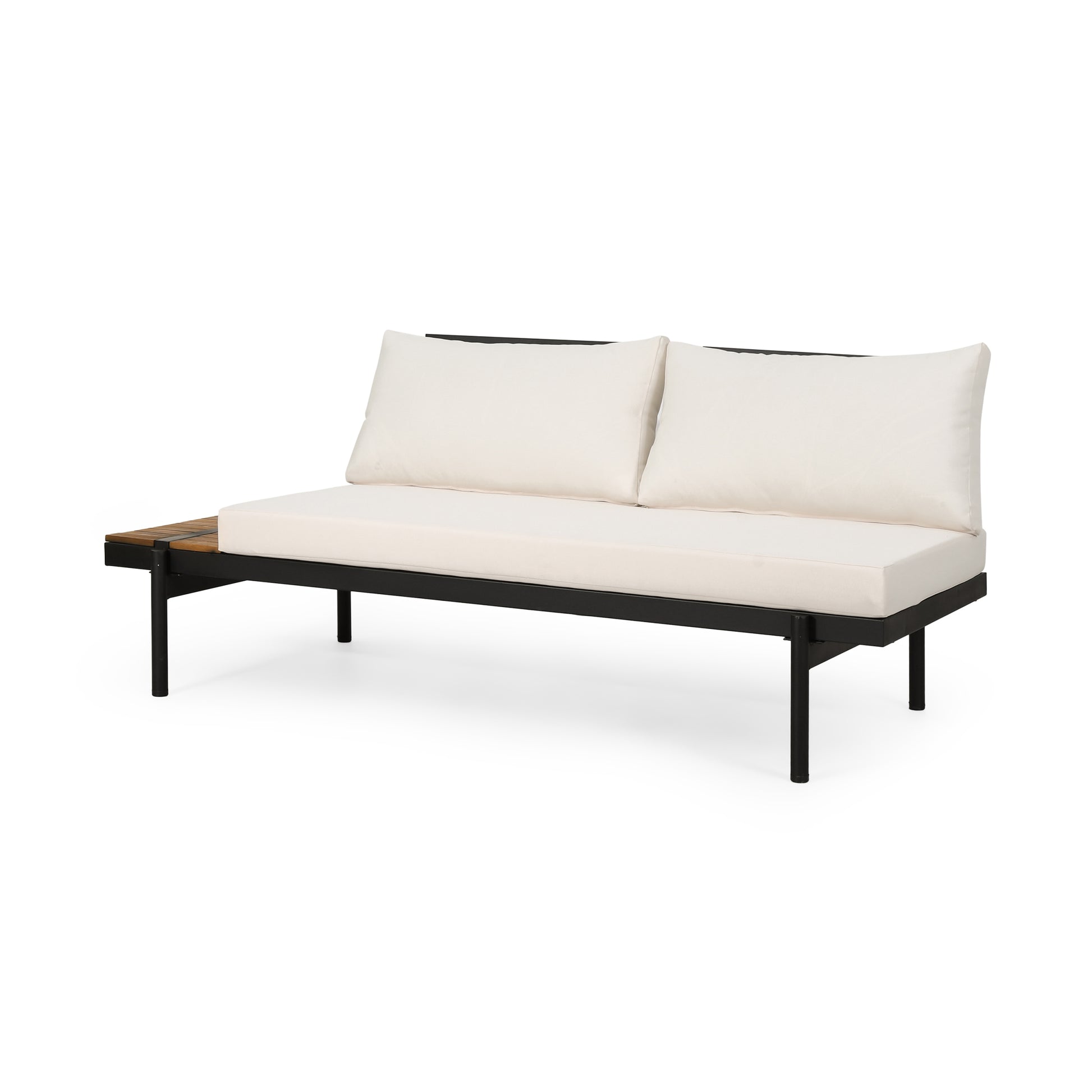 Theo 5 Seater Sectional Sofa Set With Cushions Cream Acacia Wood