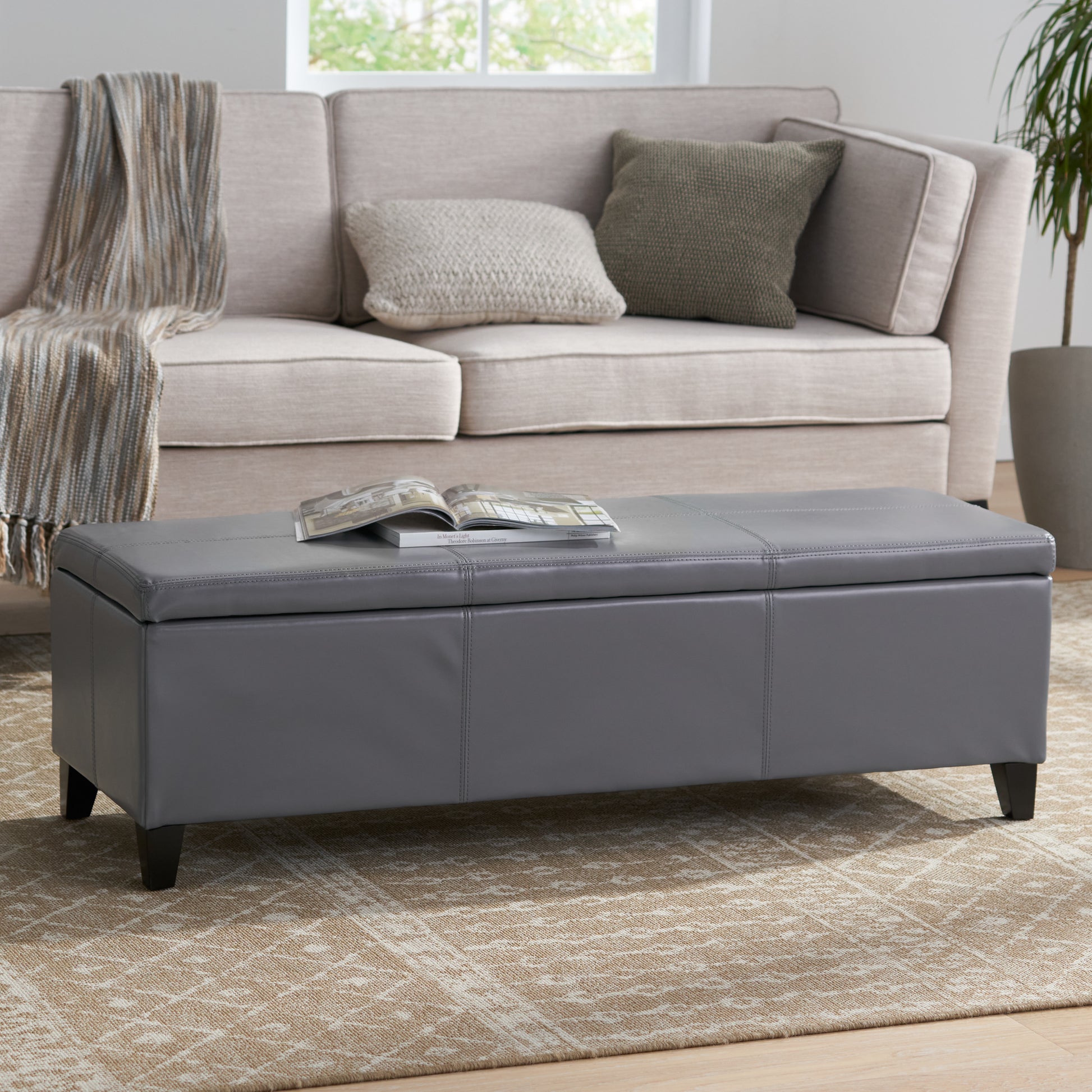 Glouster Storage Ottoman V2 Grey Pu