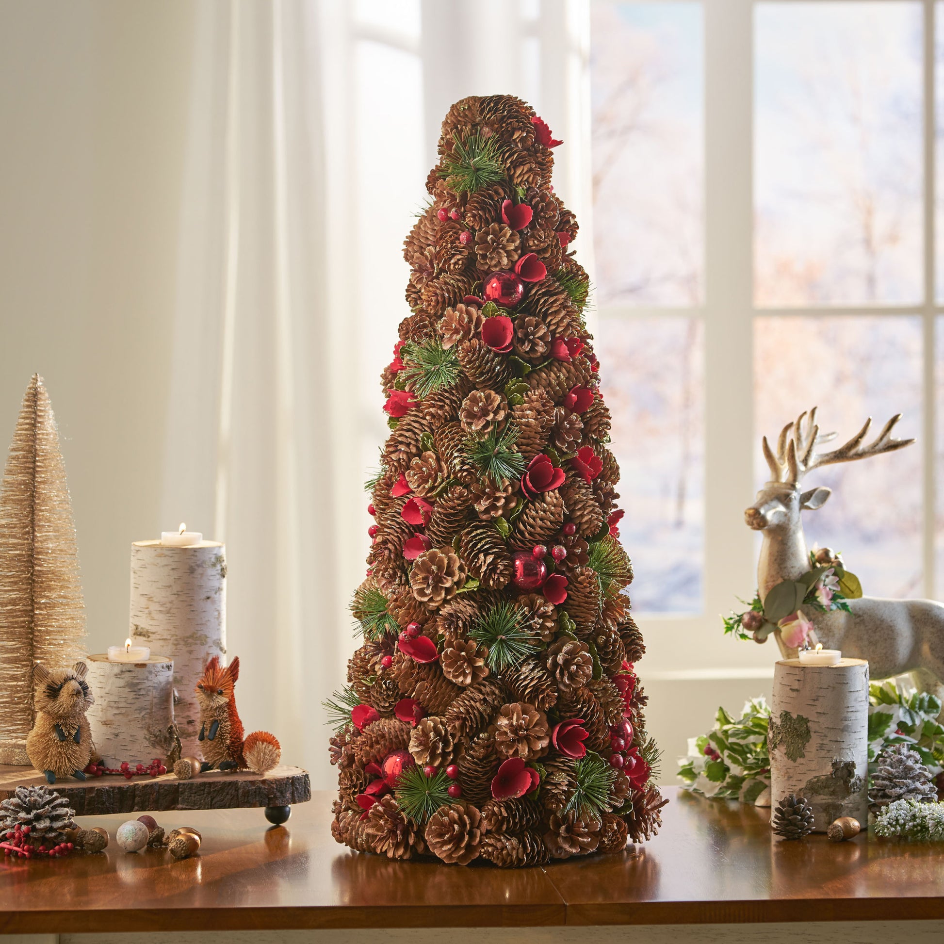 Pine Cone Table Top Tree Natural Foam