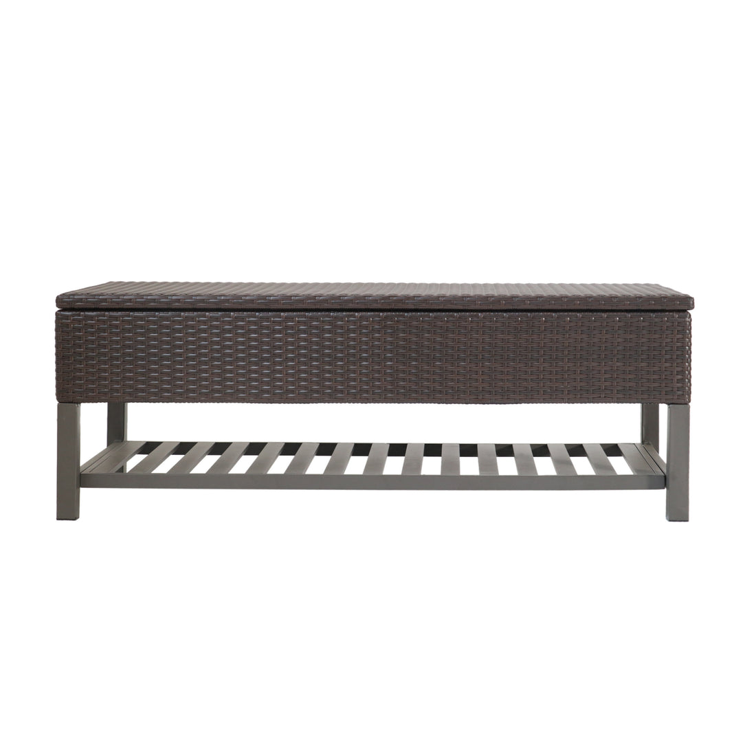 Regent Storage Bench With Metal Rack Brown Multi Rattan