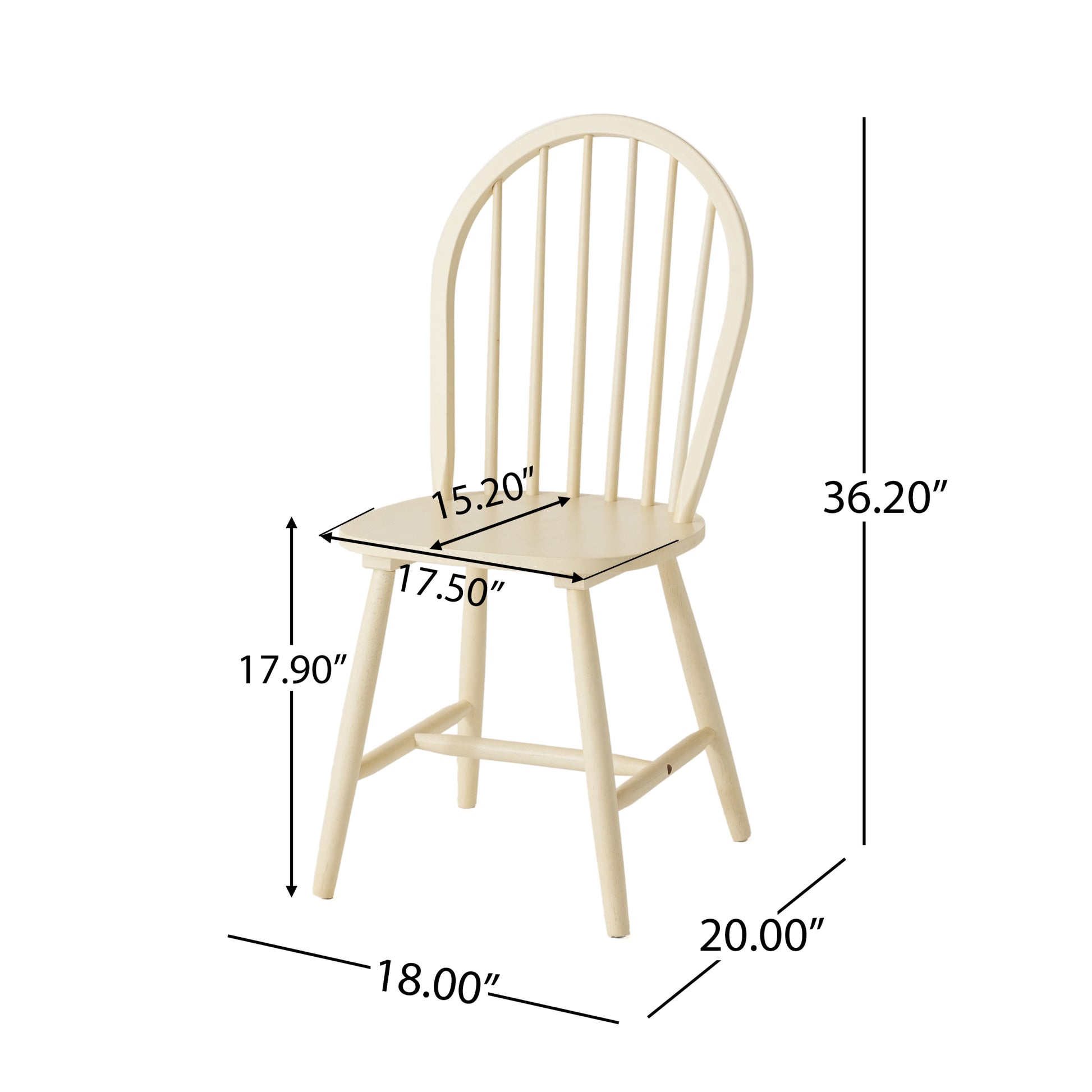 36 Inch H Spindle Back W.Chair Cream Rubber