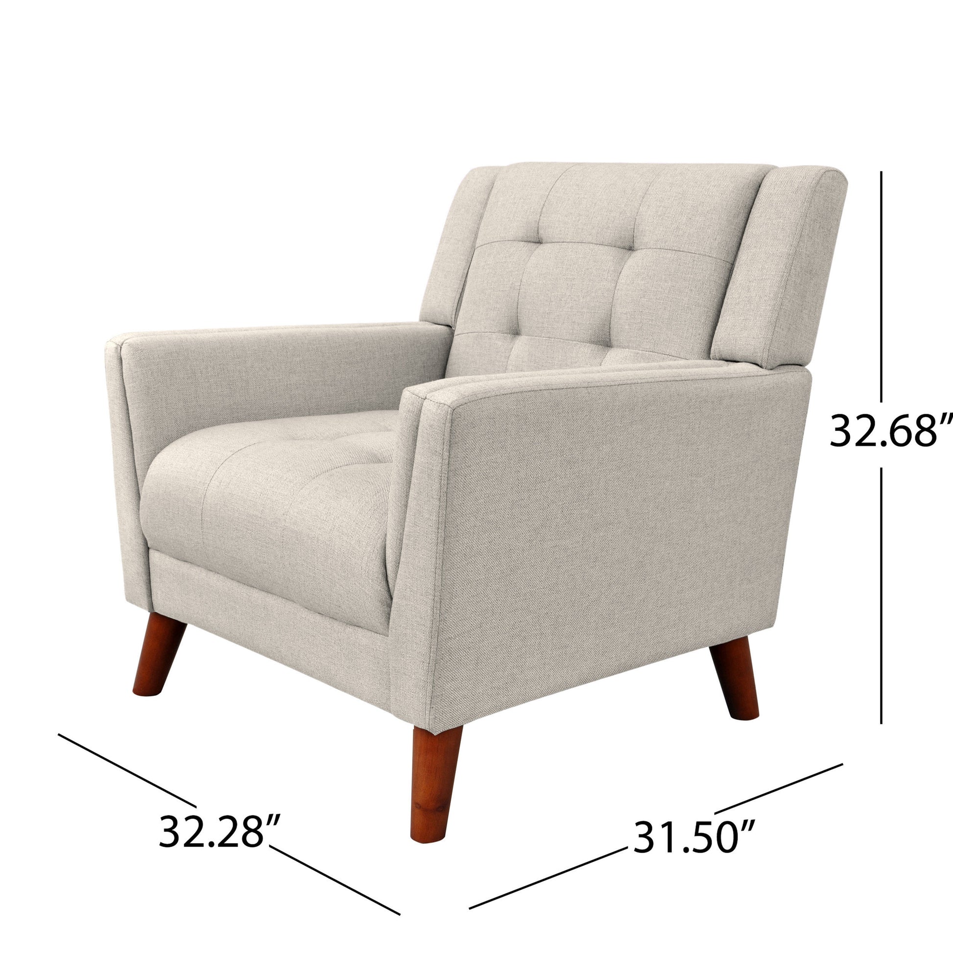 Mid Century Modern Armchair Beige Fabric