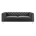 Charlene Velvet Button Tufted Sofa Gray Dark Gray Fabric 2 Seat