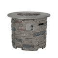 Hoonah 32'' Stone Circular Mgo Fire Pit W Grey Top 40,000 Btu Stone Gray Magnesium Oxide