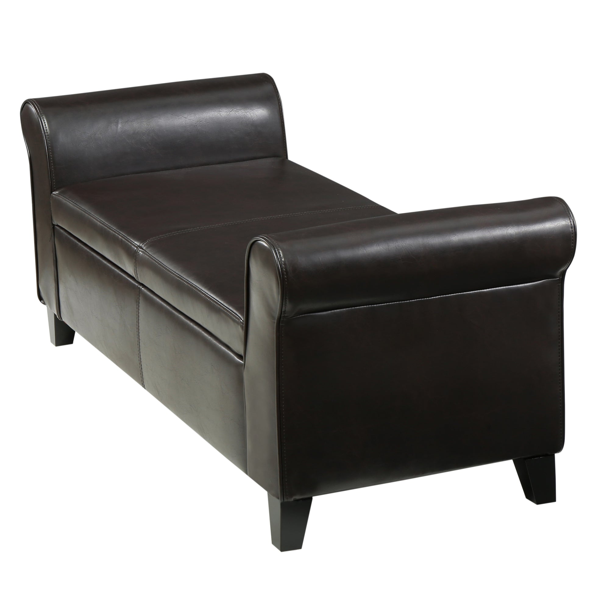 Hayes Armed Storage Bench Brown Pu