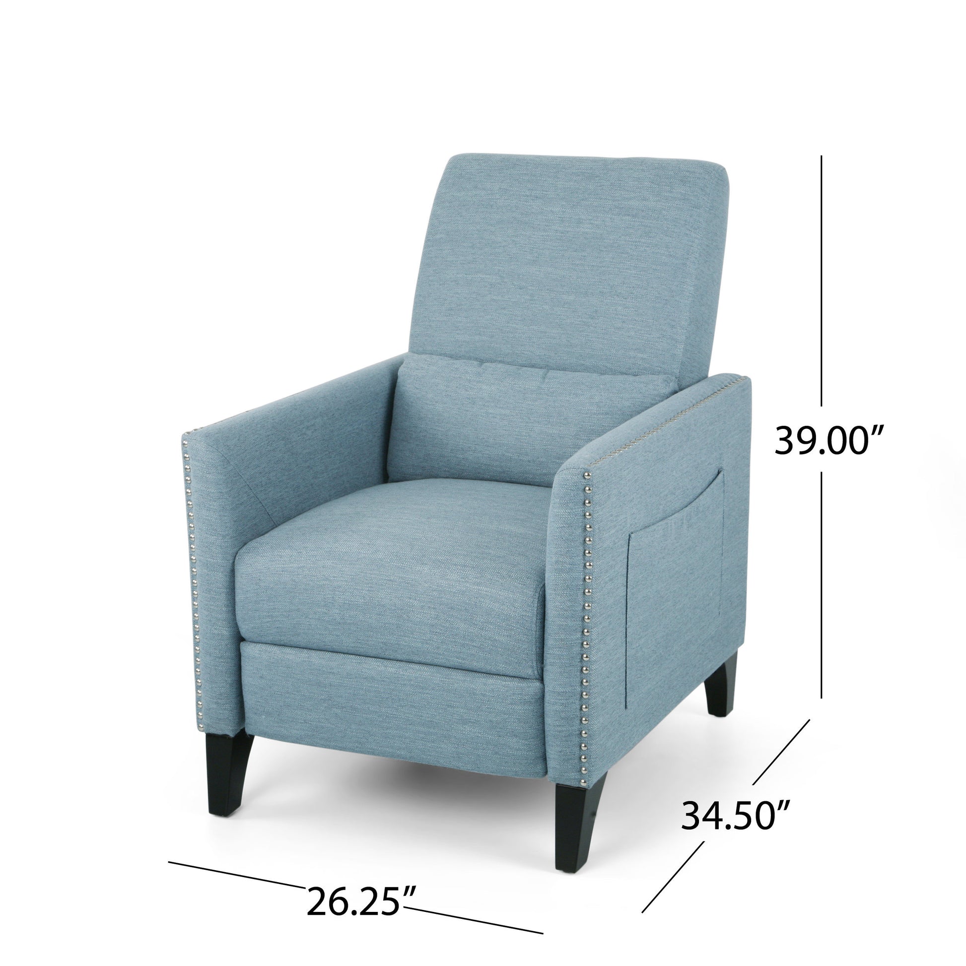 Push Back Recliner Light Blue Fabric