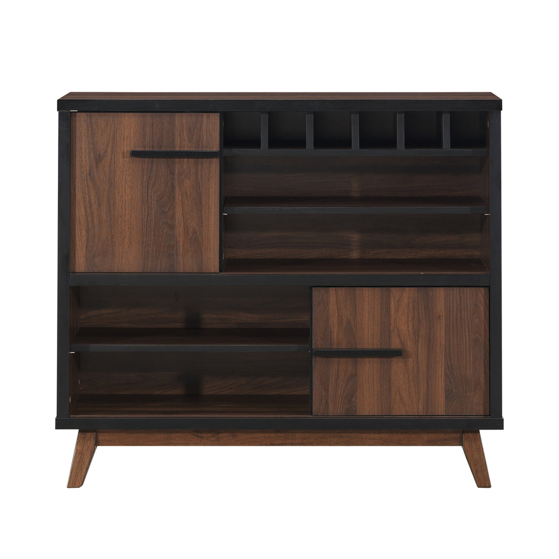 Hudson Wine Cabinet Walnut Black Rubber Wood