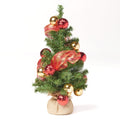 2'Red Gold Decoration Burlap Tree With 50 Warm White Led Lights Battery Operated Green Pvc