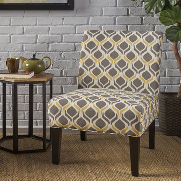 Accent Chair Grey Multi Fabric