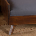 Solid Wood Dog Bed Grey Brown Wood Fabric