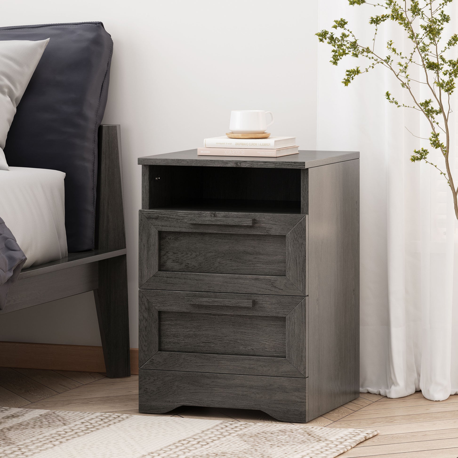 Delaney2 Drawer Nightstand Grey Mdf