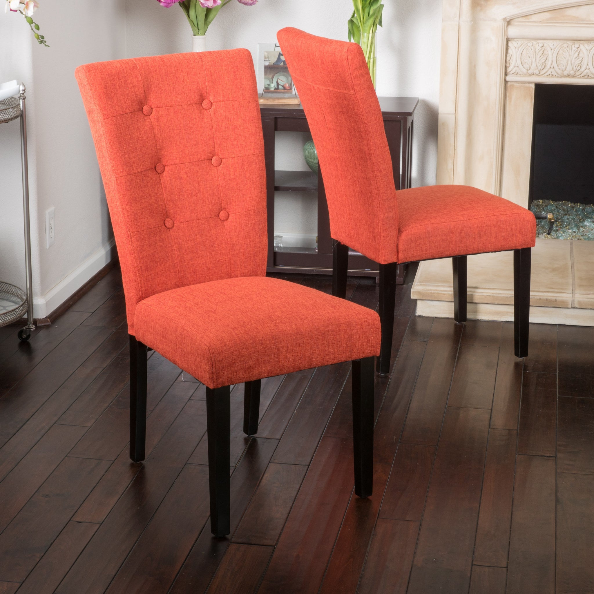 Angelina Kd Tufted Dining Chair Orange Velvet