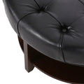 Round Ottoman Black Pu