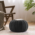 Knited Pouf Dark Grey Cotton