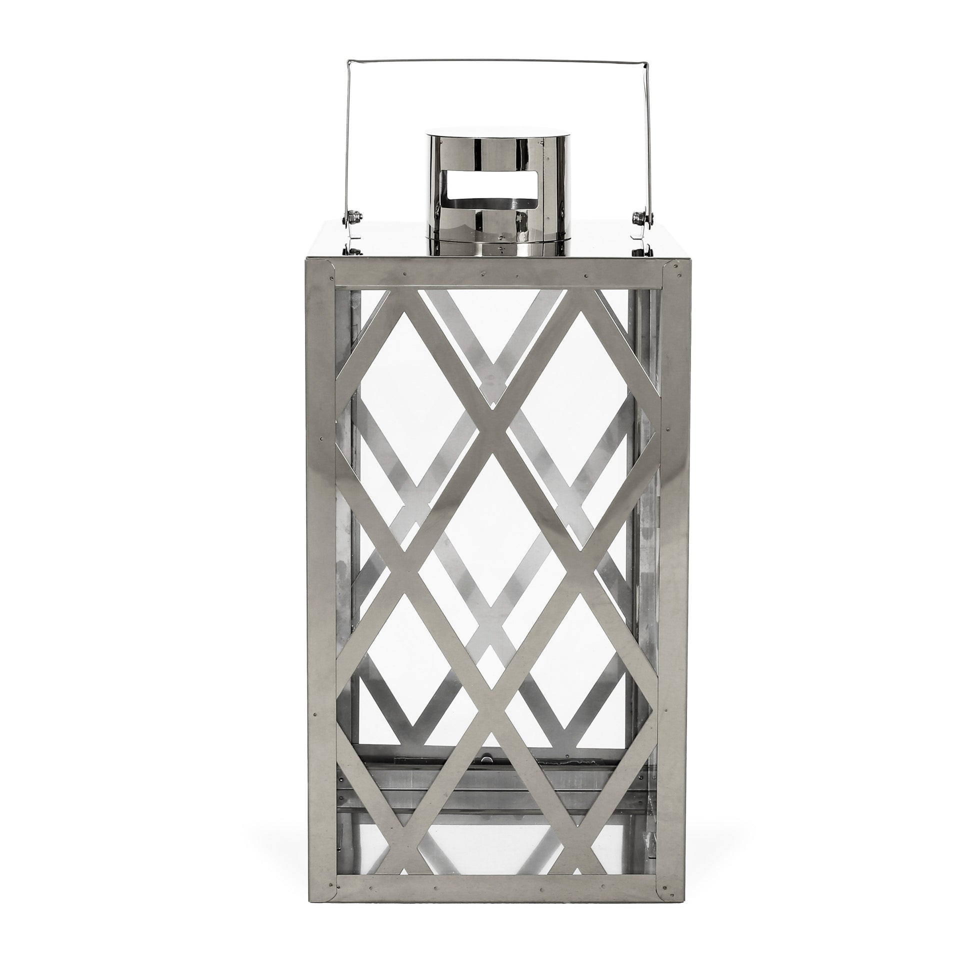 Anton 14"H Stainless Steel Lantern Silver Stainless Steel