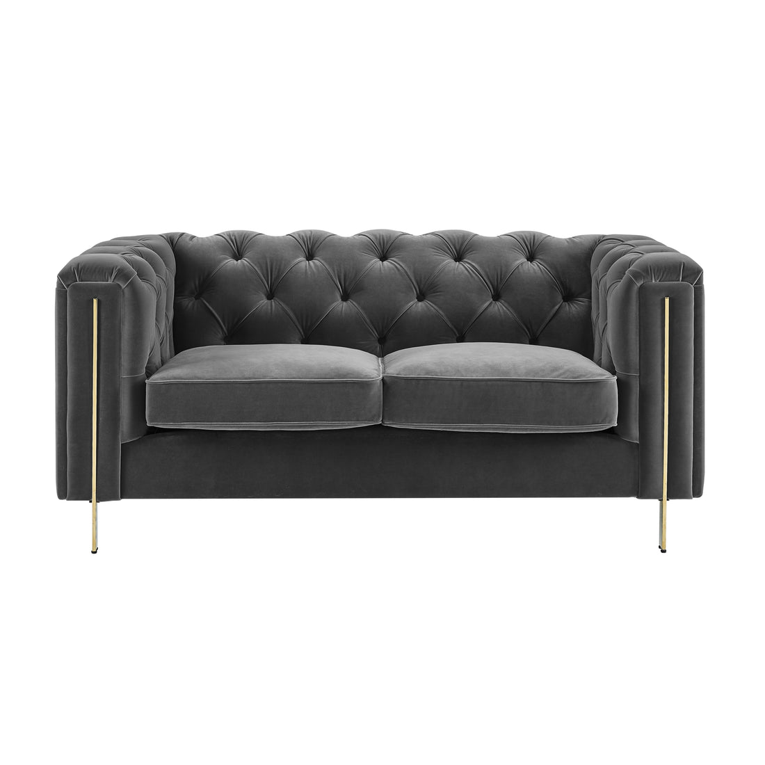 Charlene Velvet Loveseat Gray Dark Gray Fabric