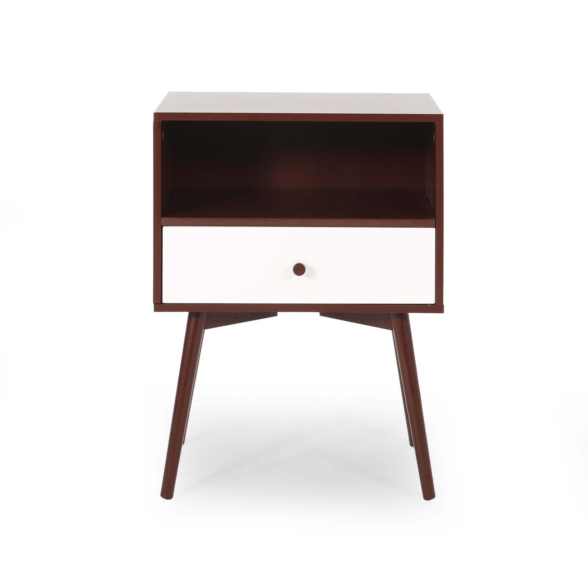 Side Table Brown White Mdf