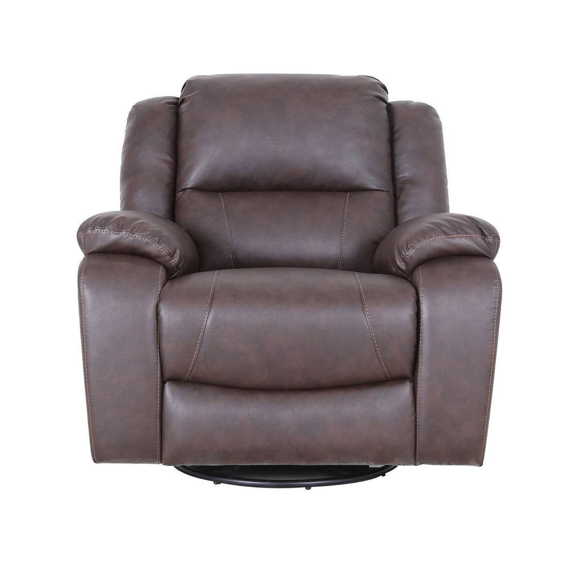 39" Wide Faux Leather Manual Swivel Standard Recliner Dark Brown Pu