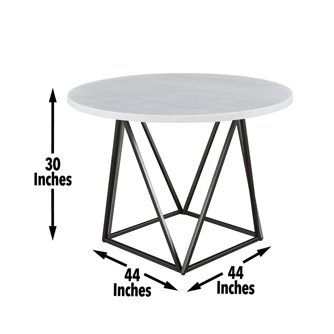 Ramona 5 Piece Dining Set White White Marble