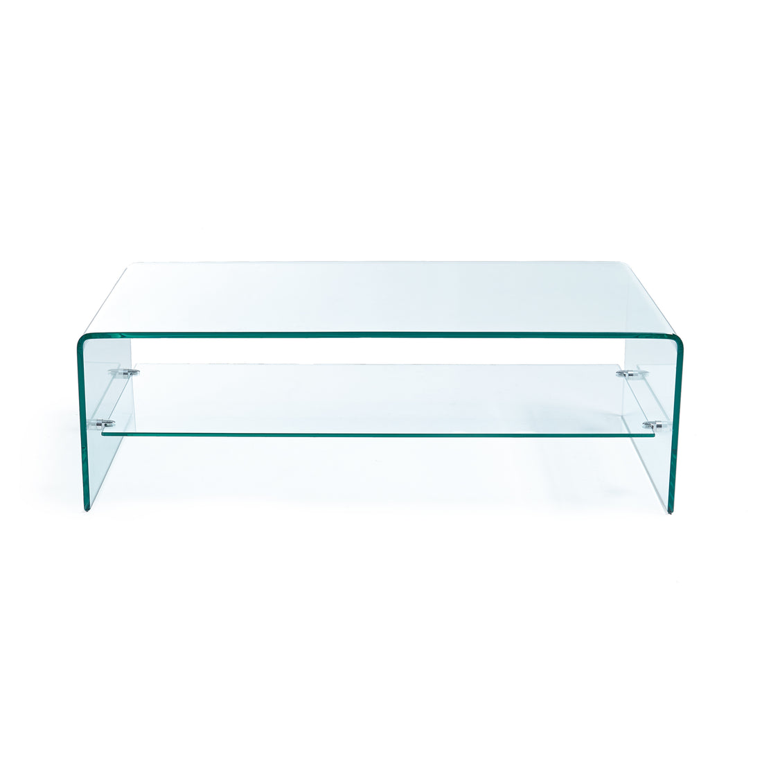 Ramona Glass Coffee Table W Shelf Clear Tempered Glass