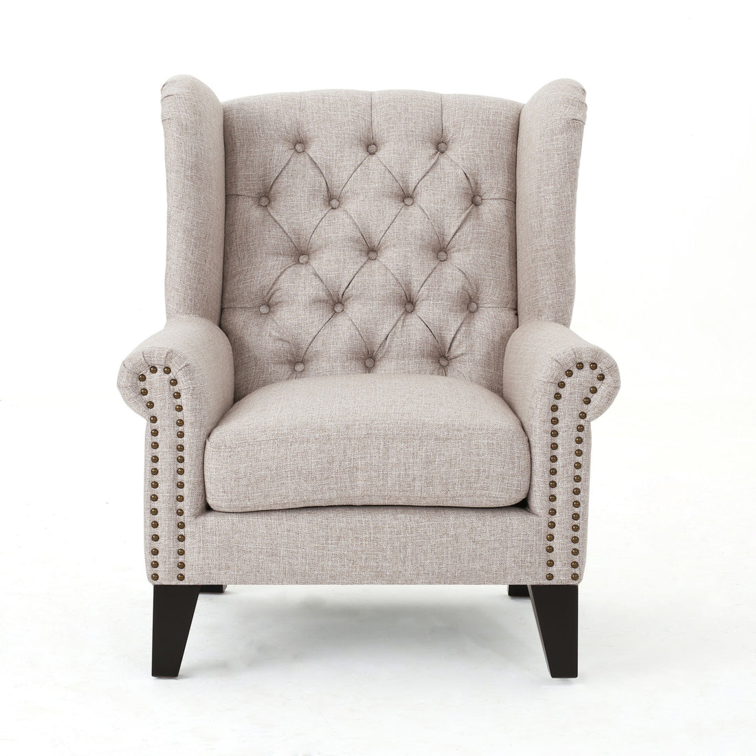 Accent Chair Beige Fabric