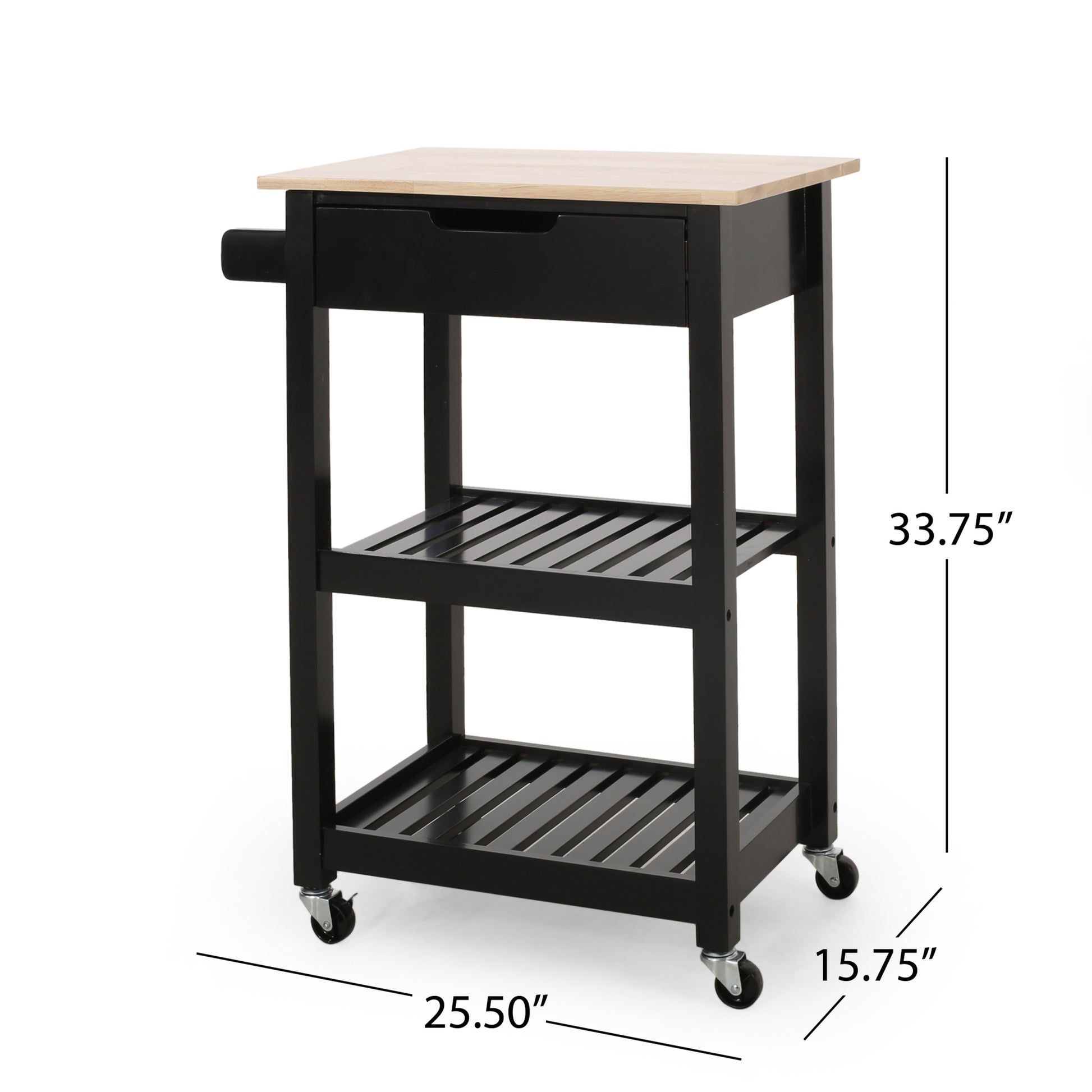 Kitchen Cart Black Wood