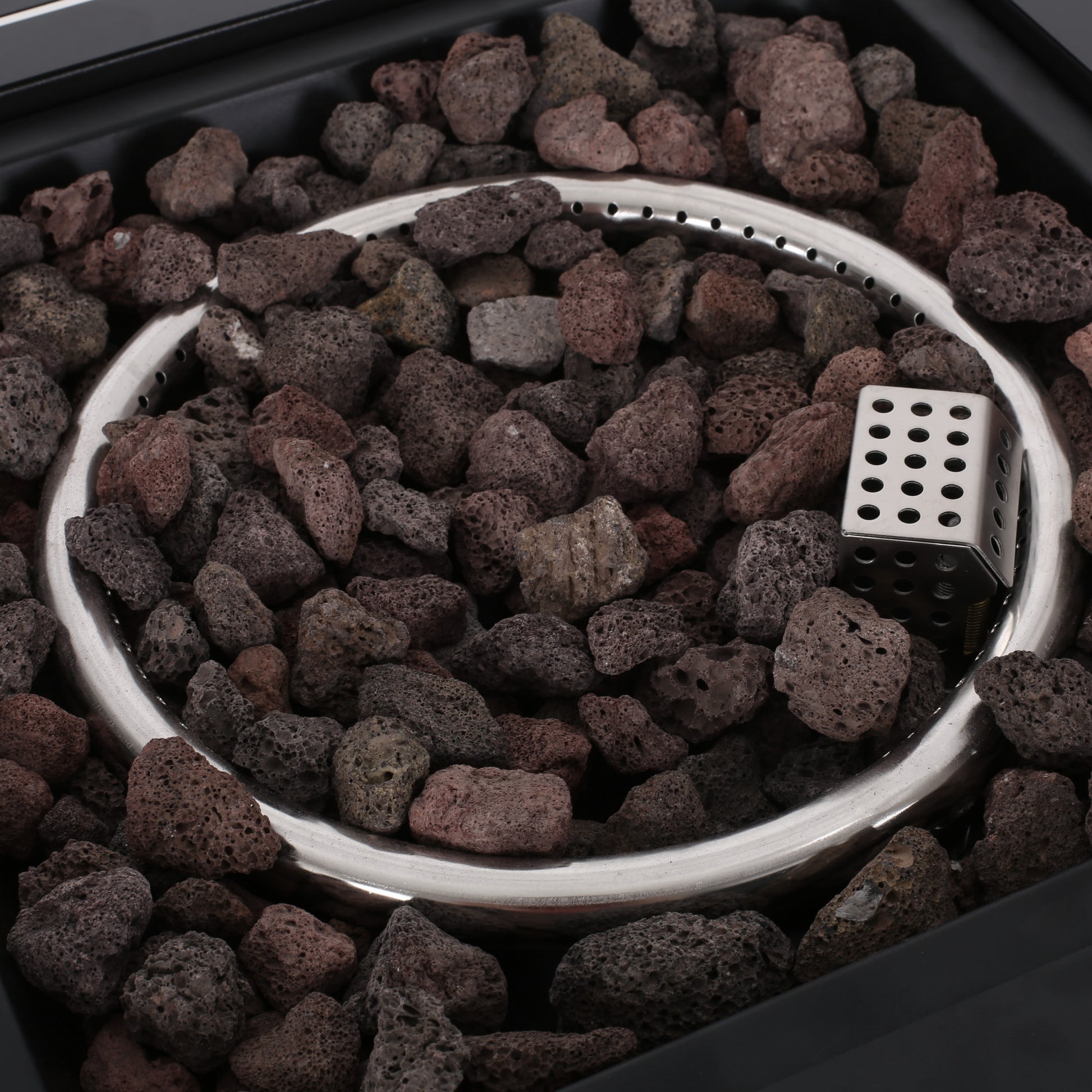 Outdoor Patio Propane Fire Pit 24.5'' H X 28'' W Square Iron Gas Burning Fire Table 40,000 Btu, Tank In Side, Black Black Iron