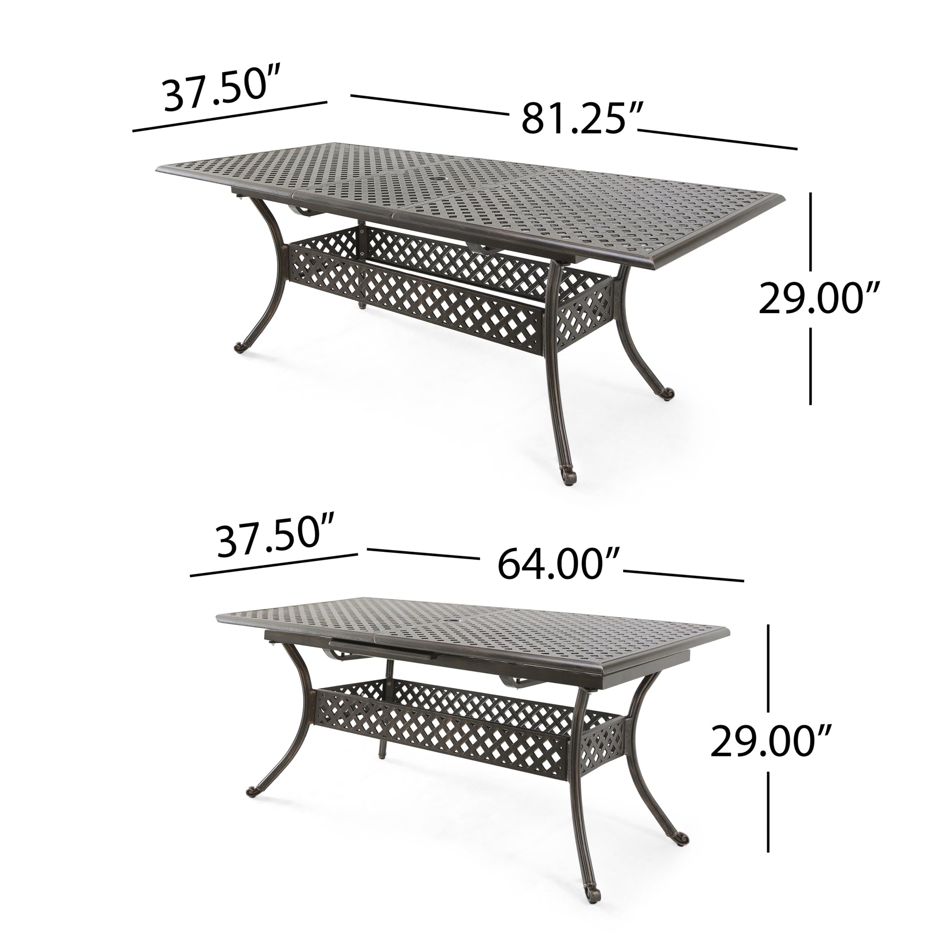 Abigail Cast Expandable Dining Table Natural Aluminium