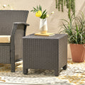Puerta Accent Table Dark Brown Pe Rattan Iron