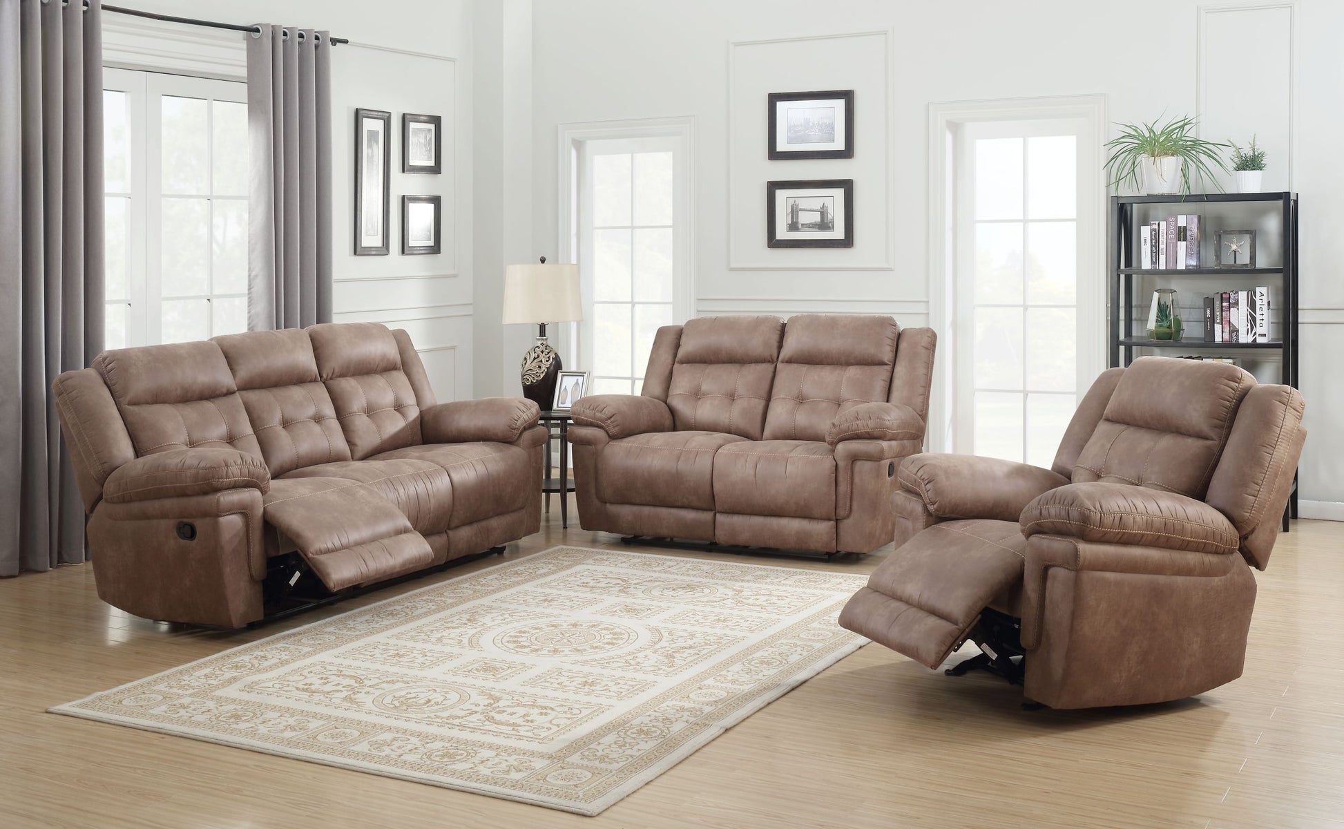 Anastasia Power Recliner Loveseat Brown Brown Fabric 2 Seat