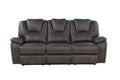 Katrine Pu Manual Sofa Charcoal Black Faux Leather 3 Seat