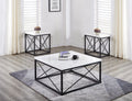 Skyler 3 Piece Table Set White White Marble
