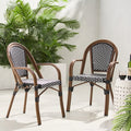 Bistro Chair Black White Rattan