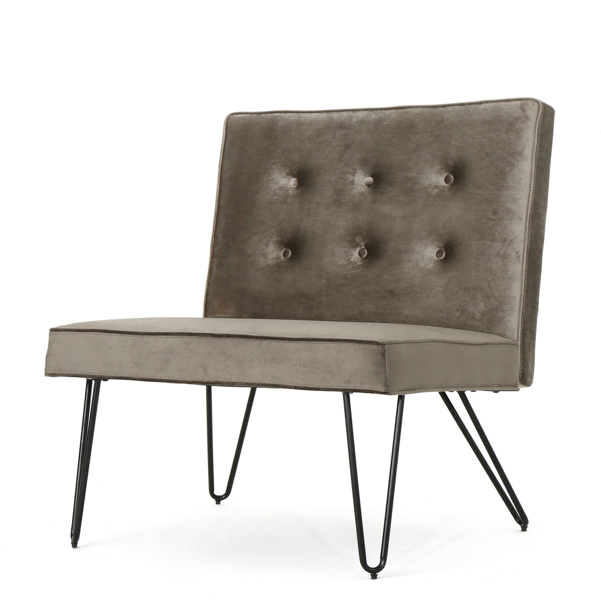 Chair Armless Modern Grey Velvet