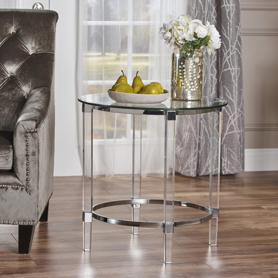 Round End Table Clear Glass