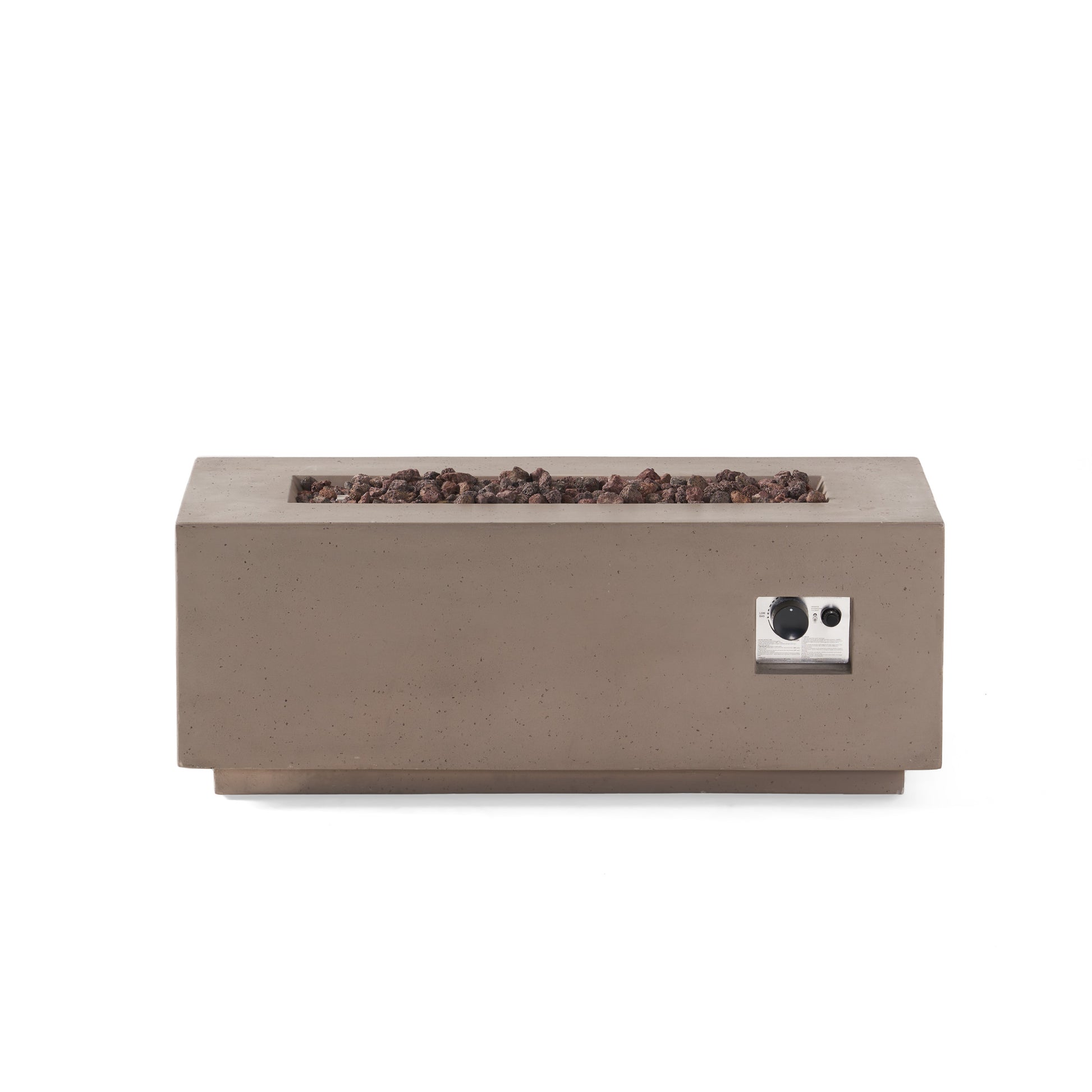 40" Outdoor 40,000 Btu Rectangular Mgo Concrete Propane Fire Pit, Dark Grey Tank Cover Not Included Light Grey Magnesium Oxide