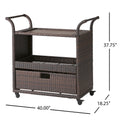 Corona Bar Cart Brown Pe Rattan Iron