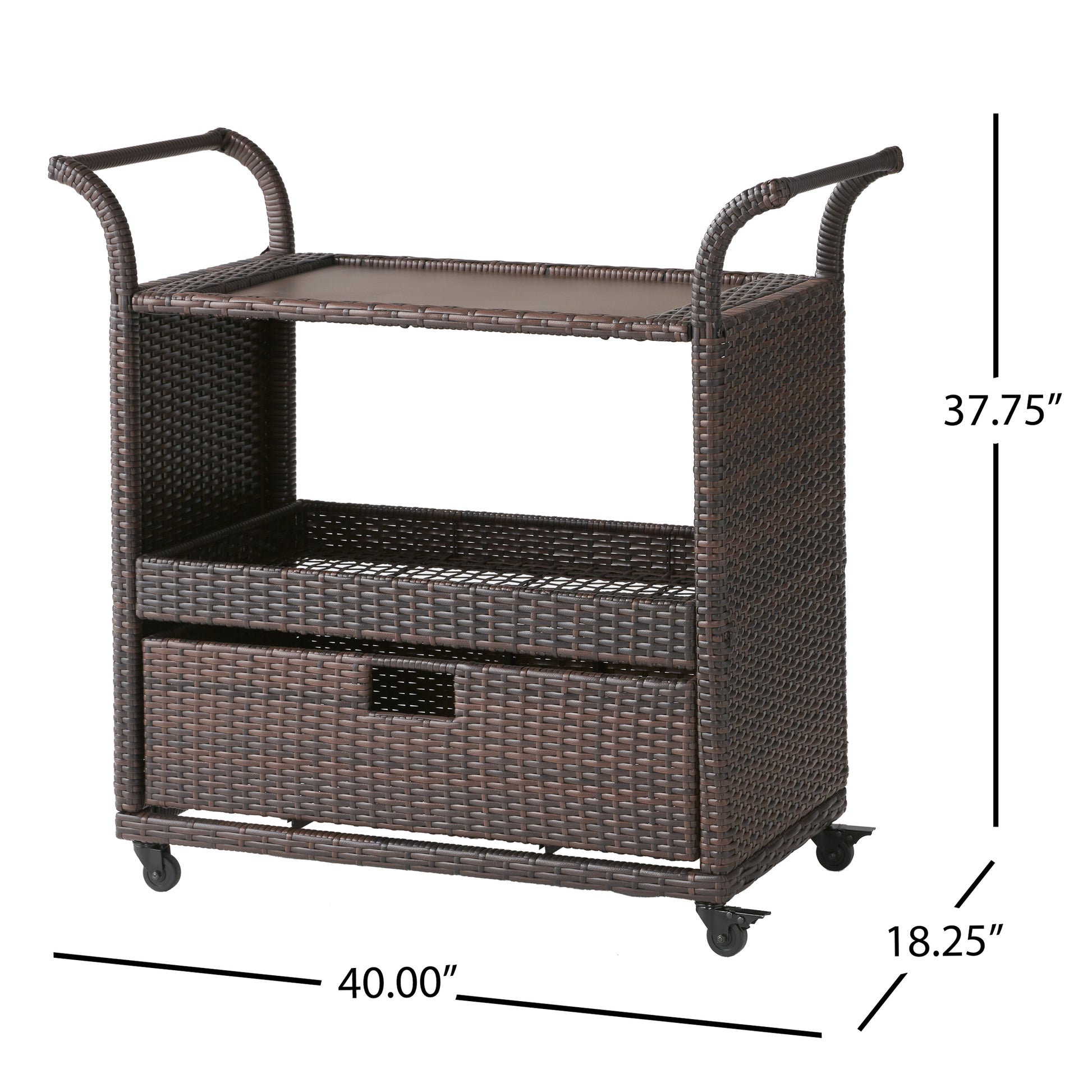 Corona Bar Cart Brown Pe Rattan Iron