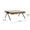 Mango Wood Coffee Table Grey Metal & Wood